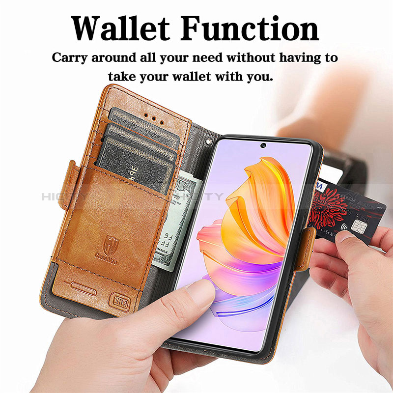 Funda de Cuero Cartera con Soporte Carcasa S10D para Huawei Honor 80 SE 5G