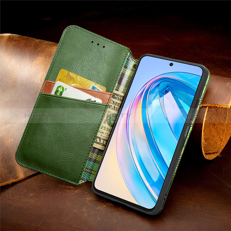 Funda de Cuero Cartera con Soporte Carcasa S11D para Huawei Honor X8a 4G