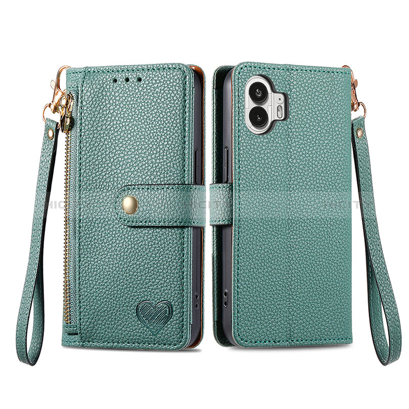 Funda de Cuero Cartera con Soporte Carcasa S15D para Nothing Phone 2 Verde