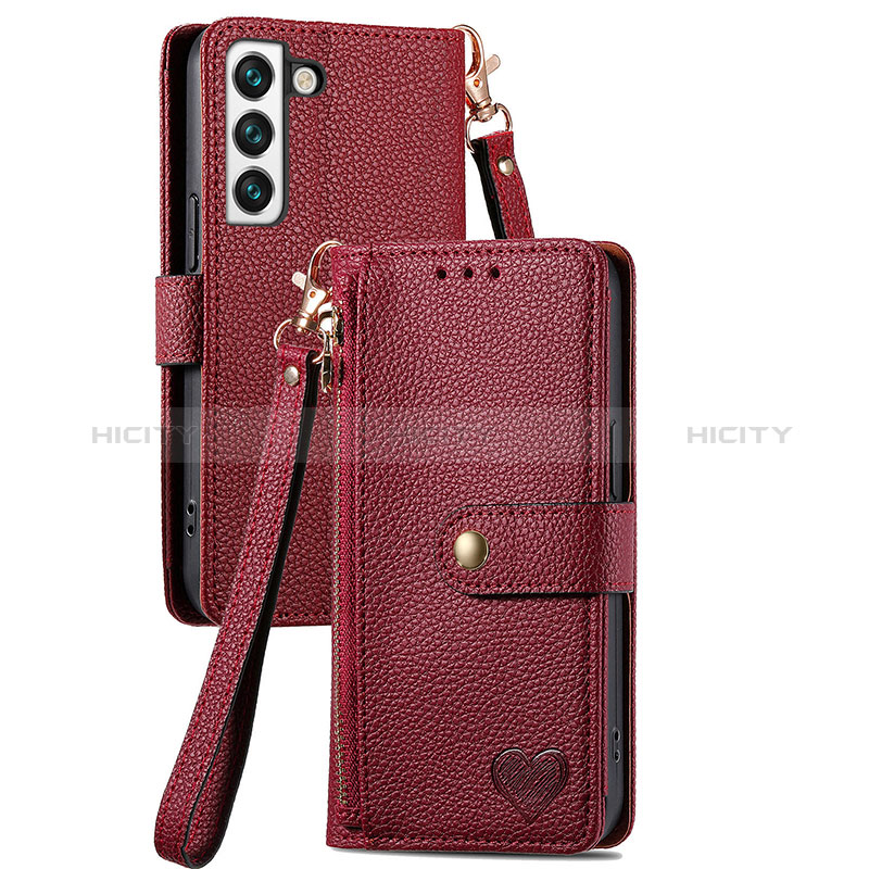 Funda de Cuero Cartera con Soporte Carcasa S15D para Samsung Galaxy S22 5G Rojo