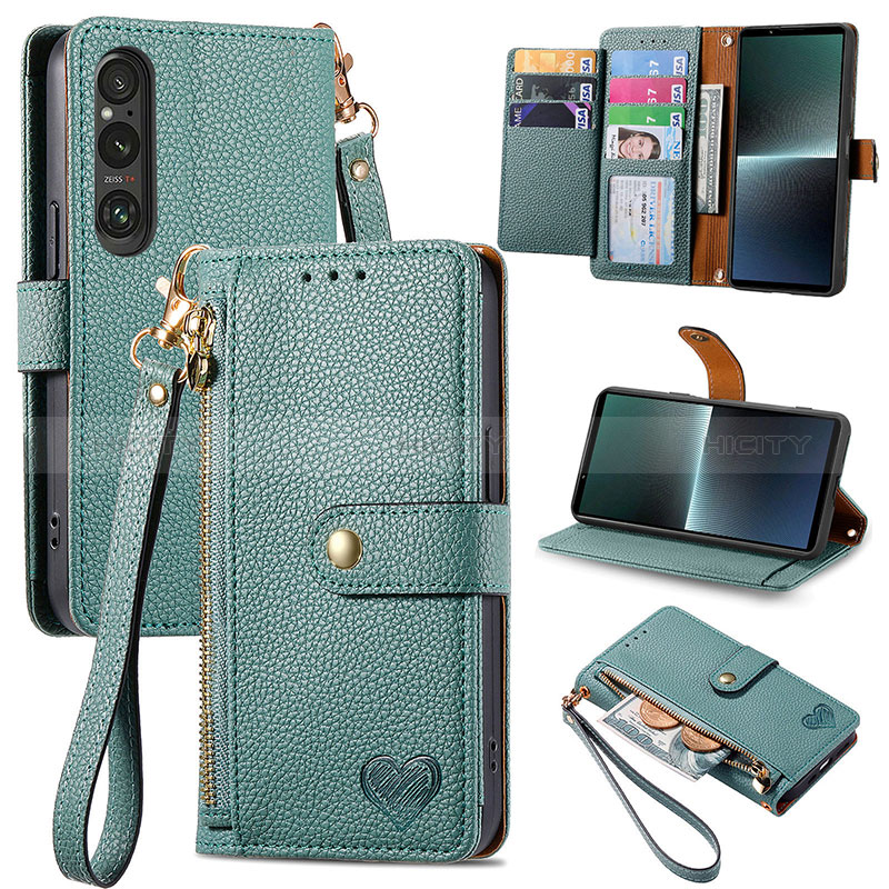 Funda de Cuero Cartera con Soporte Carcasa S15D para Sony Xperia 1 V