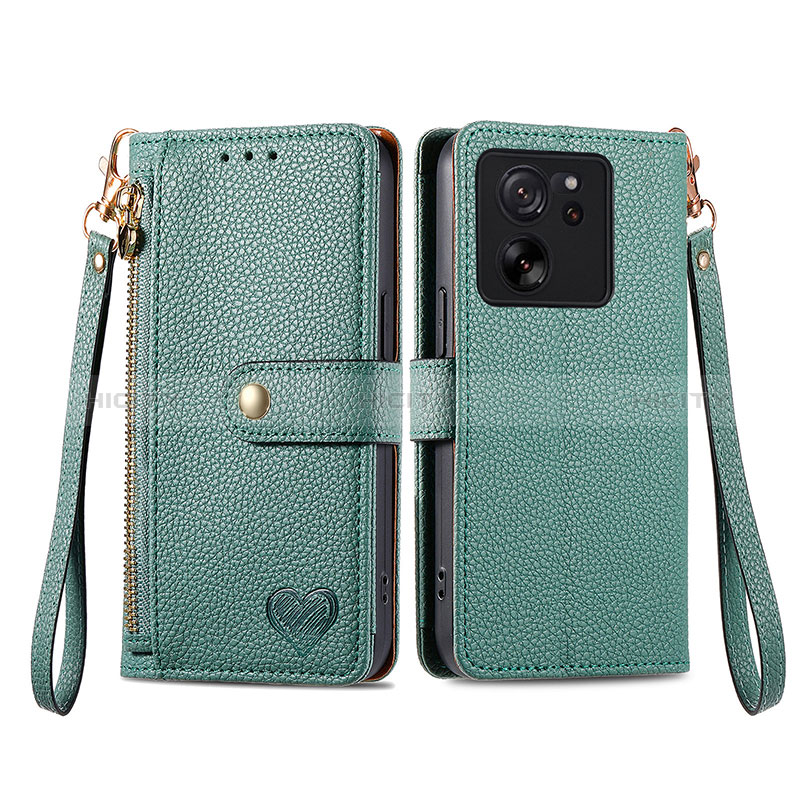 Funda de Cuero Cartera con Soporte Carcasa S15D para Xiaomi Mi 13T Pro 5G Verde