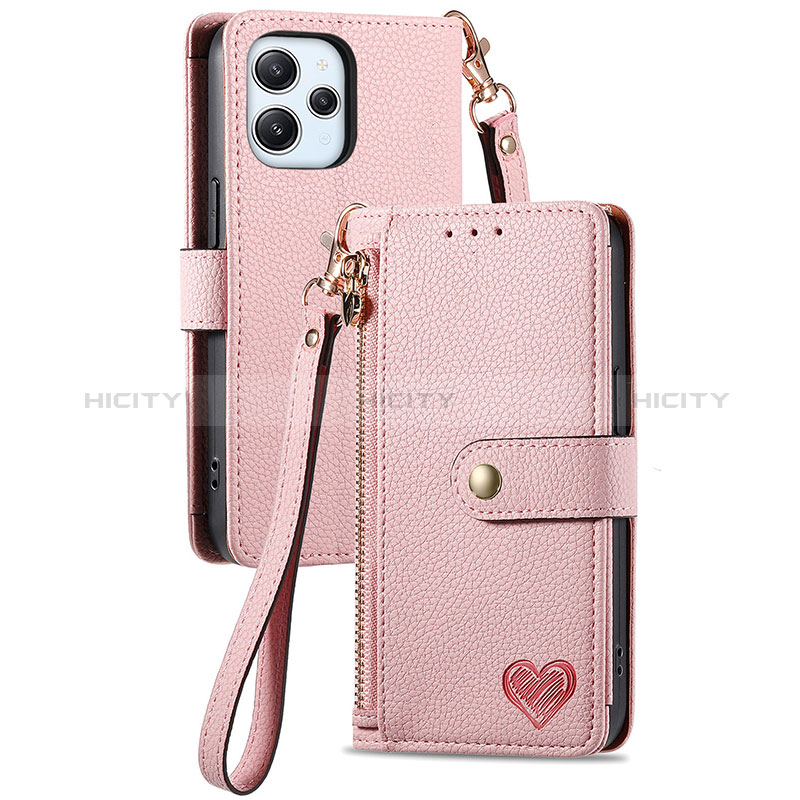 Funda de Cuero Cartera con Soporte Carcasa S15D para Xiaomi Redmi 12 4G Rosa