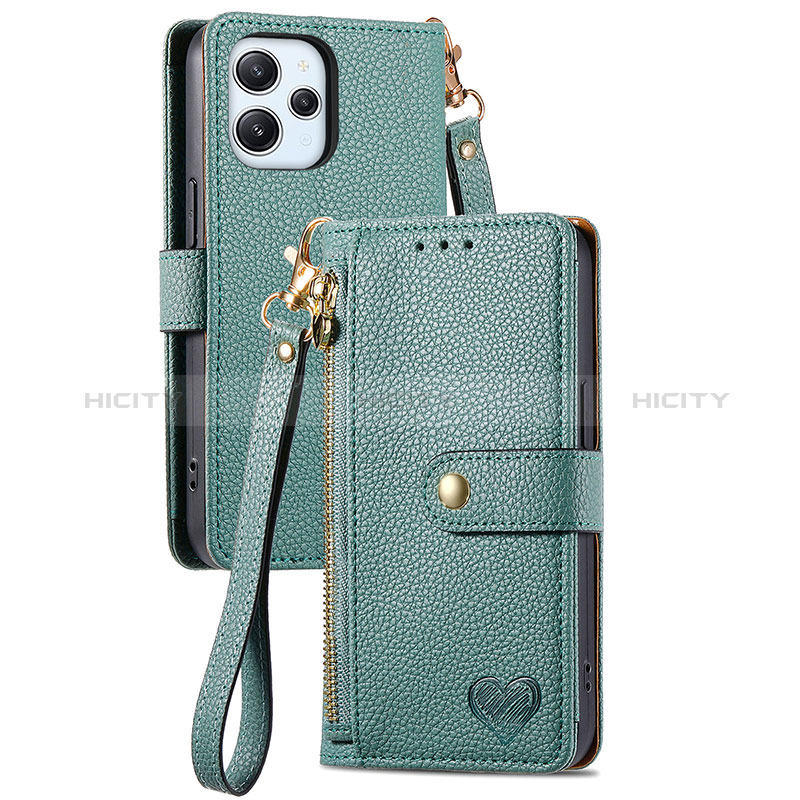 Funda de Cuero Cartera con Soporte Carcasa S15D para Xiaomi Redmi 12 4G Verde