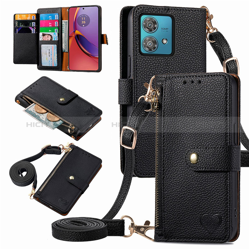 Funda de Cuero Cartera con Soporte Carcasa S16D para Motorola Moto G84 5G Negro