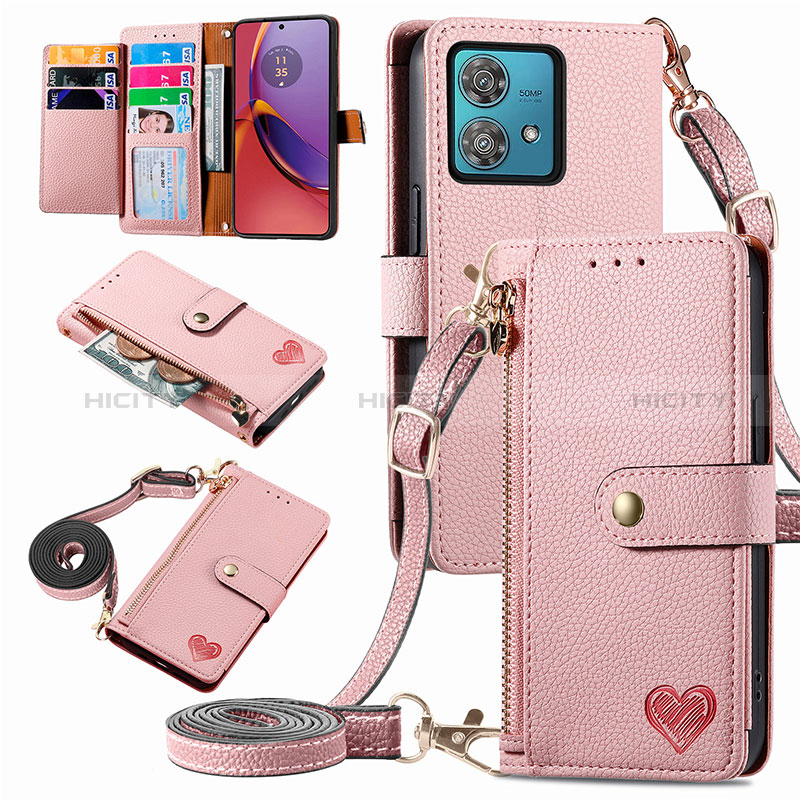 Funda de Cuero Cartera con Soporte Carcasa S16D para Motorola Moto G84 5G Rosa