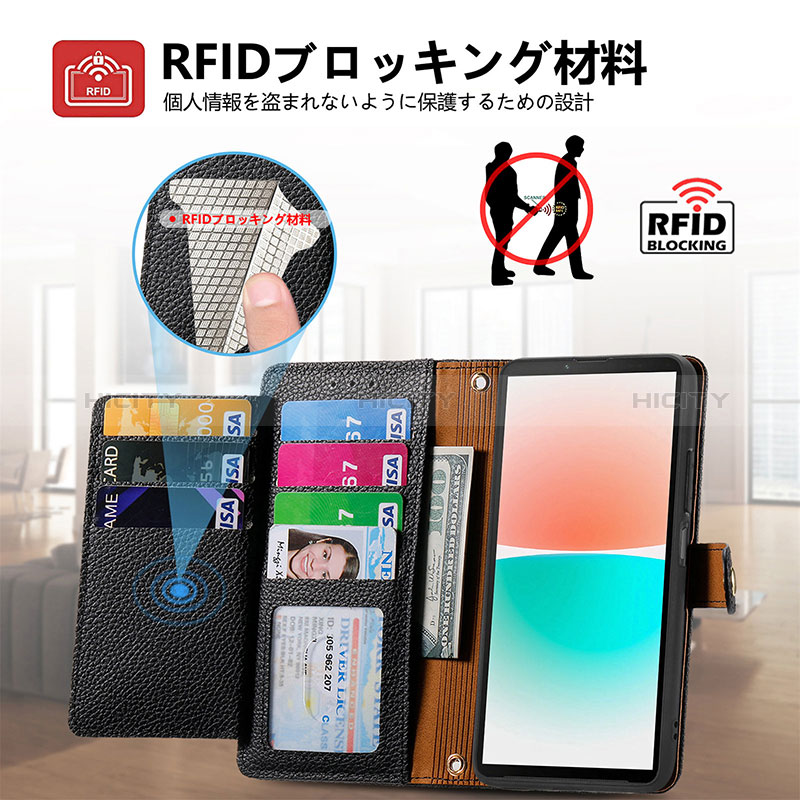 Funda de Cuero Cartera con Soporte Carcasa S16D para Sharp Aquos R8s