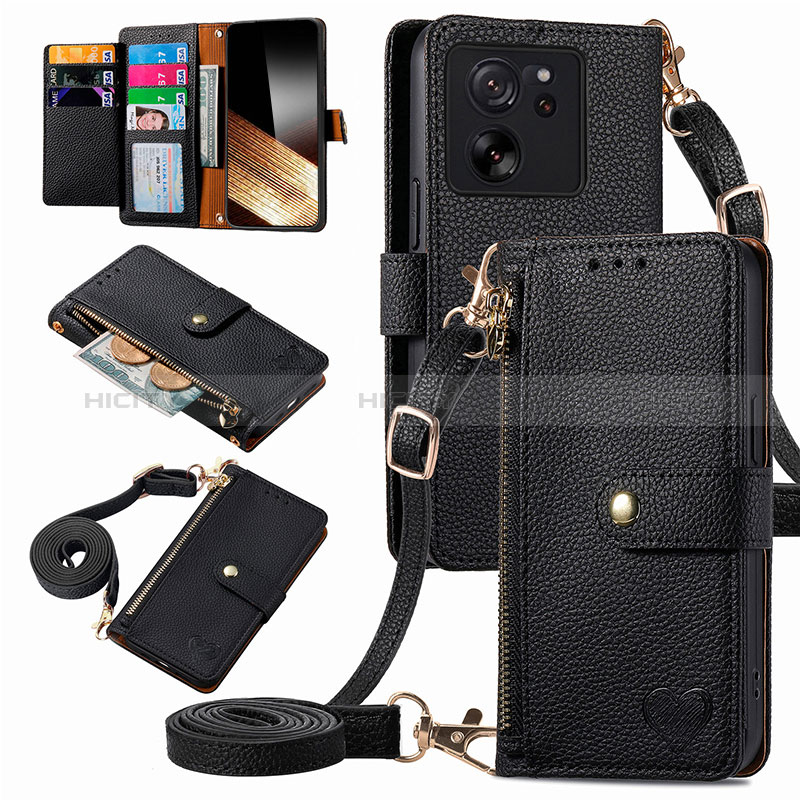 Funda de Cuero Cartera con Soporte Carcasa S16D para Xiaomi Mi 13T 5G Negro