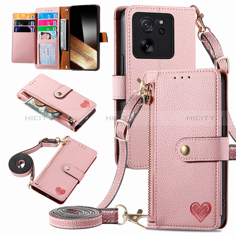 Funda de Cuero Cartera con Soporte Carcasa S16D para Xiaomi Mi 13T 5G Rosa