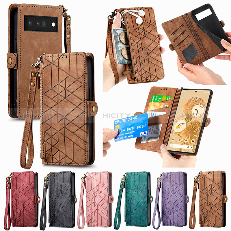 Funda de Cuero Cartera con Soporte Carcasa S17D para Google Pixel 6 Pro 5G