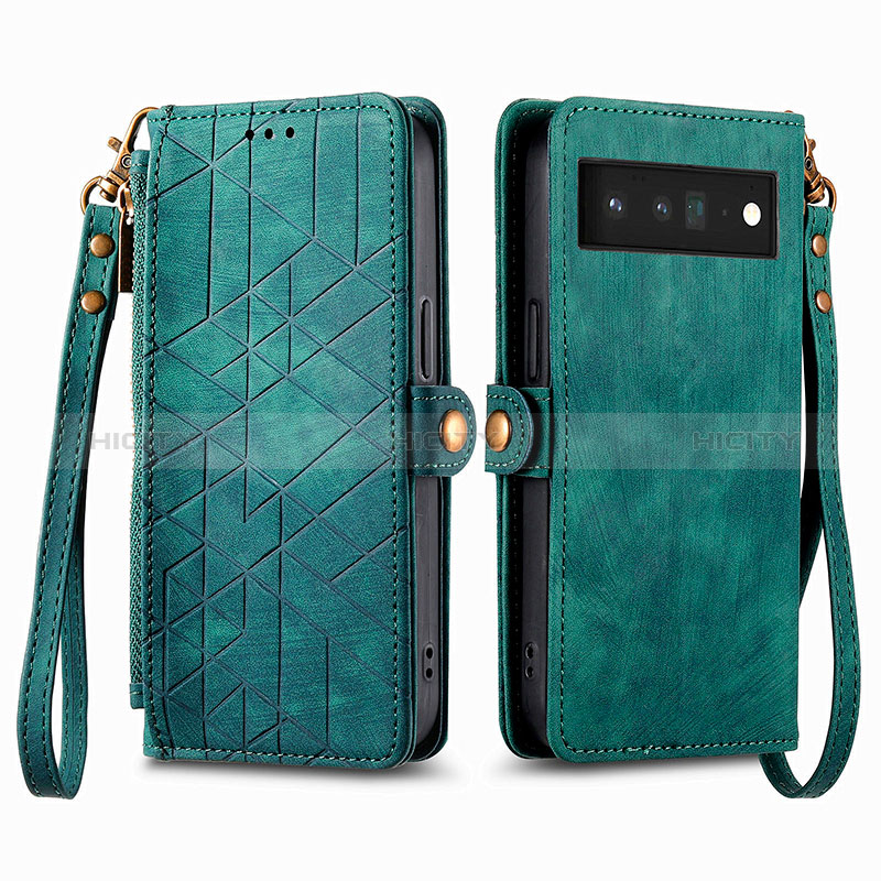 Funda de Cuero Cartera con Soporte Carcasa S17D para Google Pixel 6 Pro 5G Verde