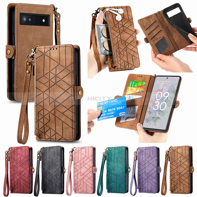 Funda de Cuero Cartera con Soporte Carcasa S17D para Google Pixel 6a 5G