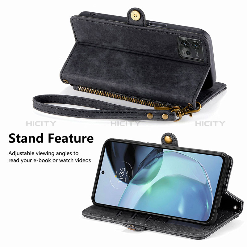 Funda de Cuero Cartera con Soporte Carcasa S17D para Motorola Moto G72