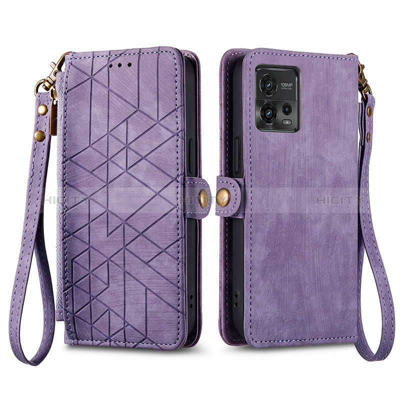 Funda de Cuero Cartera con Soporte Carcasa S17D para Motorola Moto G72