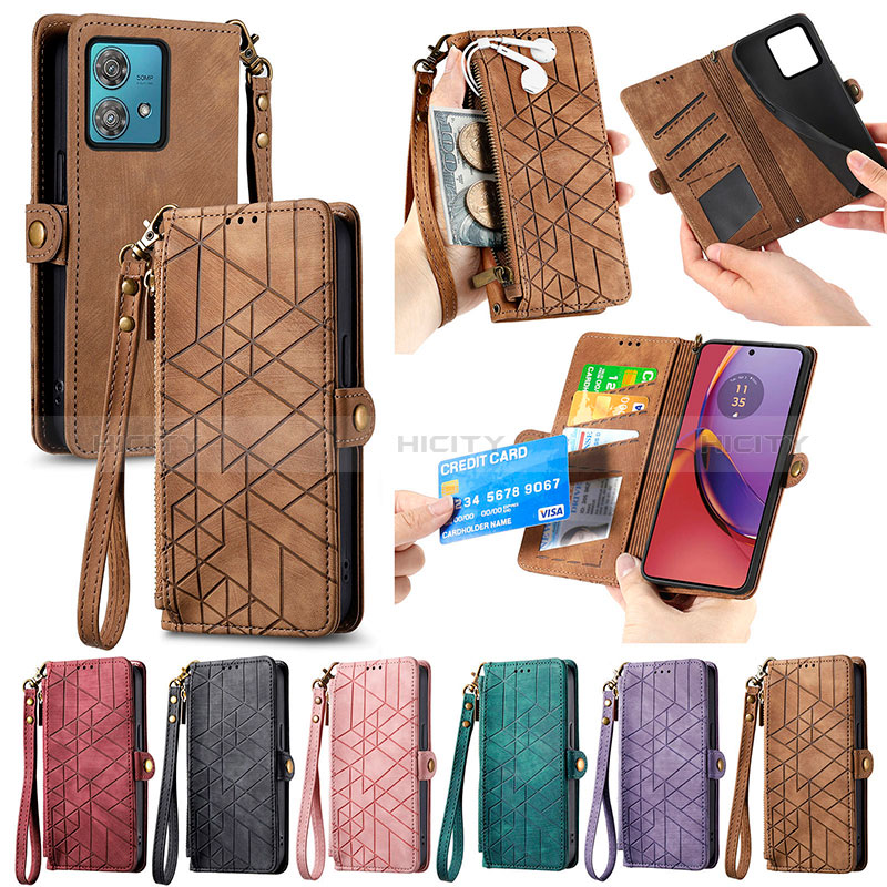 Funda de Cuero Cartera con Soporte Carcasa S17D para Motorola Moto G84 5G