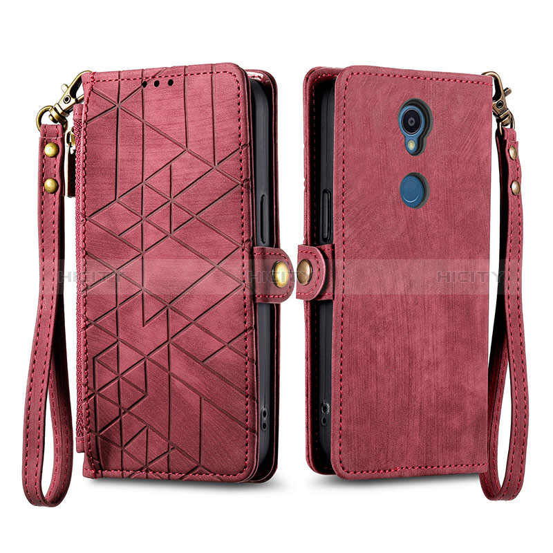 Funda de Cuero Cartera con Soporte Carcasa S17D para Sharp Rouvo V Rojo