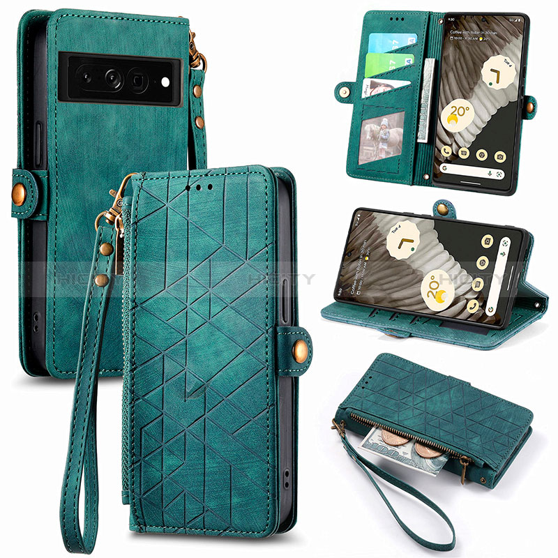 Funda de Cuero Cartera con Soporte Carcasa S18D para Google Pixel 7 Pro 5G