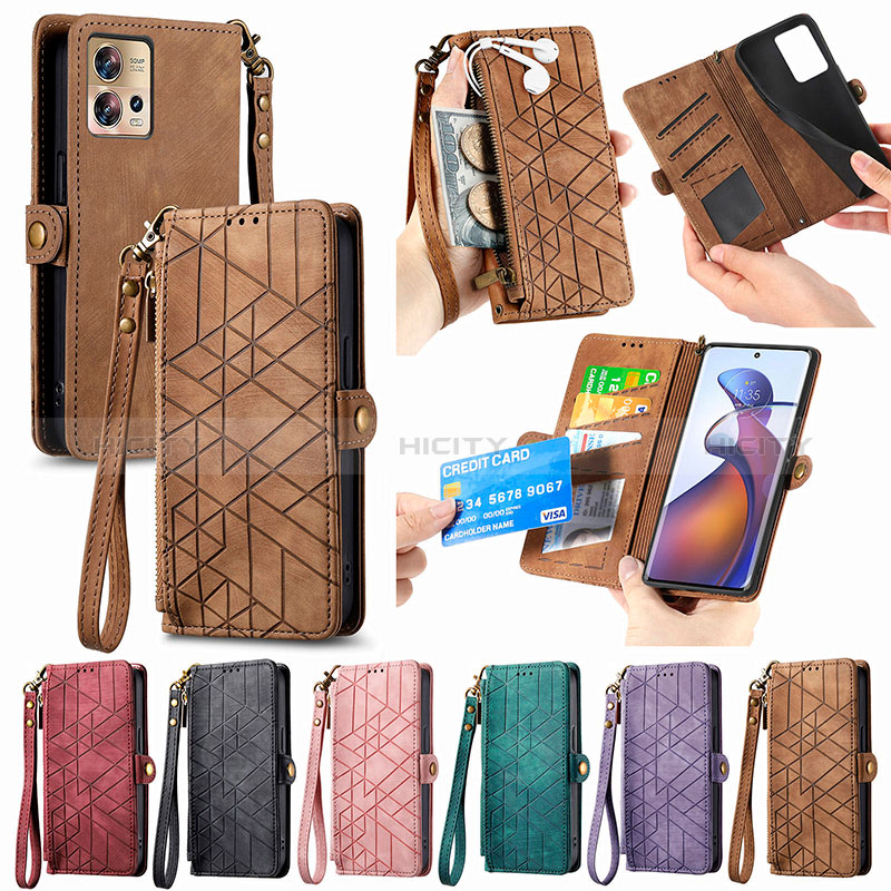 Funda de Cuero Cartera con Soporte Carcasa S18D para Motorola Moto Edge 30 Fusion 5G