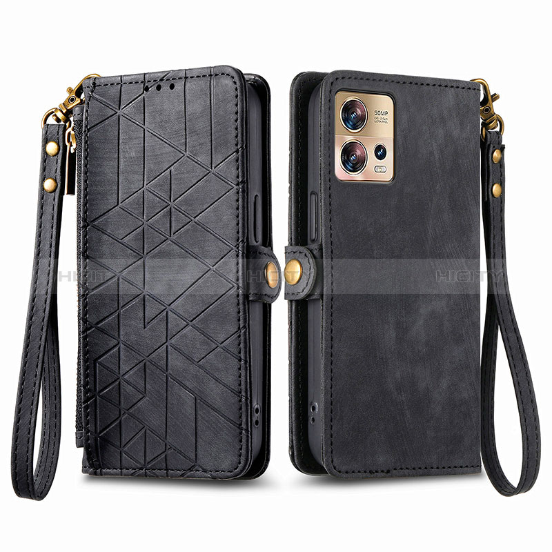 Funda de Cuero Cartera con Soporte Carcasa S18D para Motorola Moto Edge 30 Fusion 5G Negro