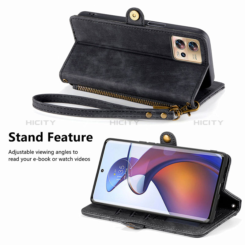 Funda de Cuero Cartera con Soporte Carcasa S18D para Motorola Moto Edge 30 Pro 5G