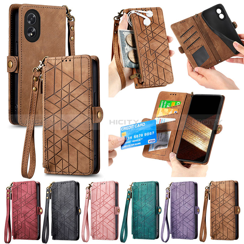 Funda de Cuero Cartera con Soporte Carcasa S18D para Oppo A38