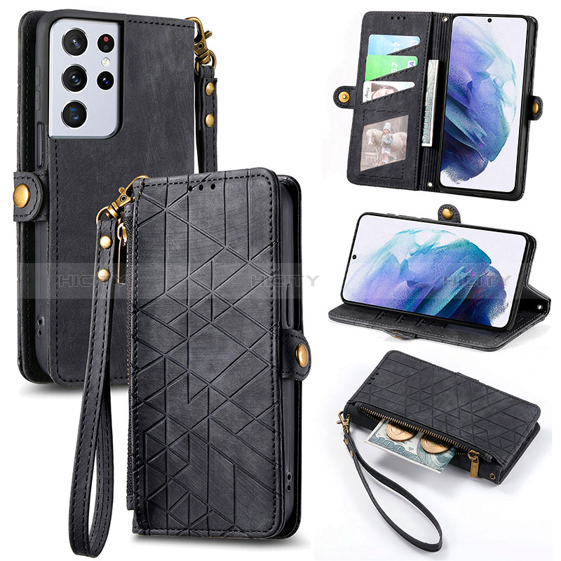 Funda de Cuero Cartera con Soporte Carcasa S18D para Samsung Galaxy S22 Ultra 5G