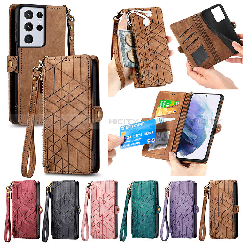 Funda de Cuero Cartera con Soporte Carcasa S18D para Samsung Galaxy S23 Ultra 5G