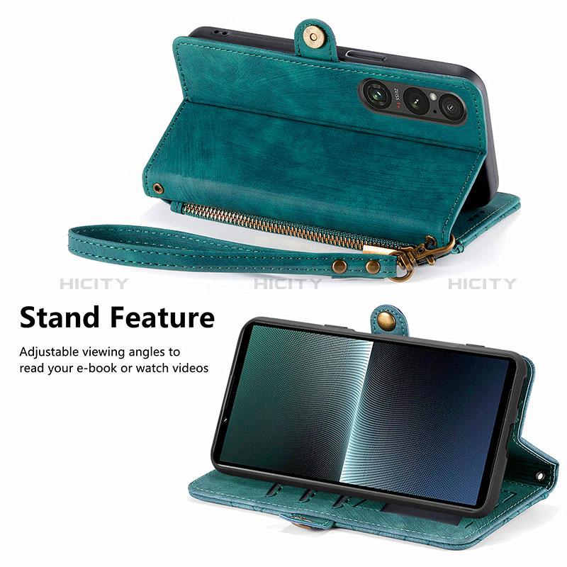 Funda de Cuero Cartera con Soporte Carcasa S18D para Sony Xperia 1 V