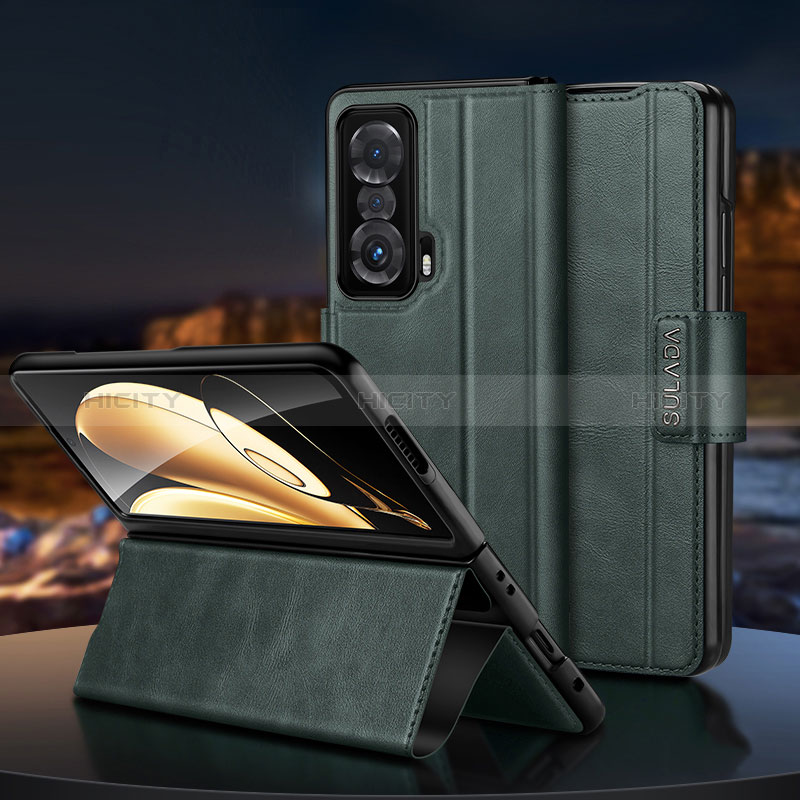 Funda de Cuero Cartera con Soporte Carcasa SD1 para Huawei Honor Magic V 5G Verde