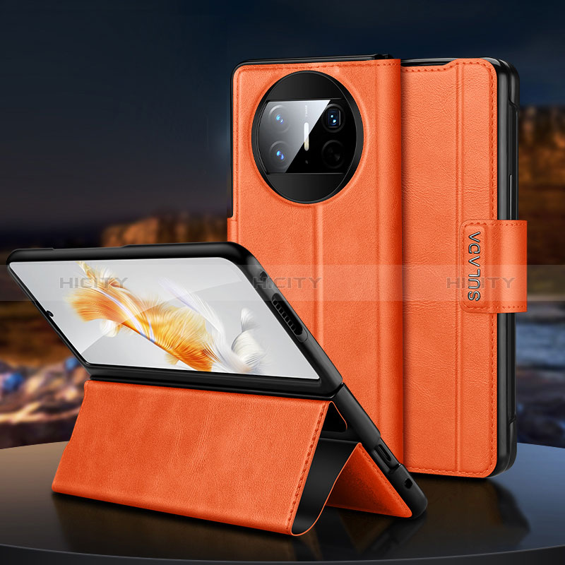 Funda de Cuero Cartera con Soporte Carcasa SD1 para Huawei Mate X5 Naranja