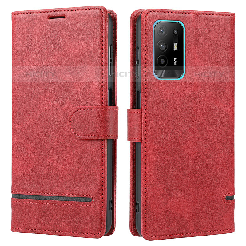 Funda de Cuero Cartera con Soporte Carcasa SY1 para Oppo A94 5G Rojo