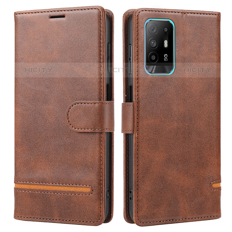 Funda de Cuero Cartera con Soporte Carcasa SY1 para Oppo F19 Pro+ Plus 5G Marron