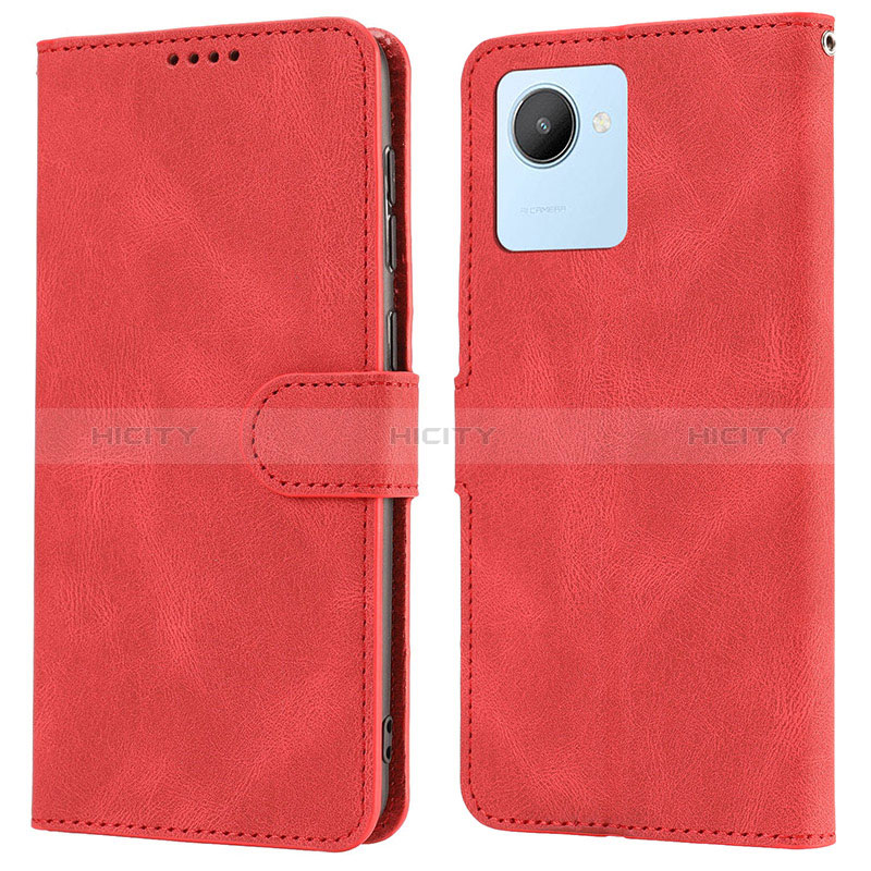 Funda de Cuero Cartera con Soporte Carcasa SY1 para Realme Narzo 50i Prime Rojo