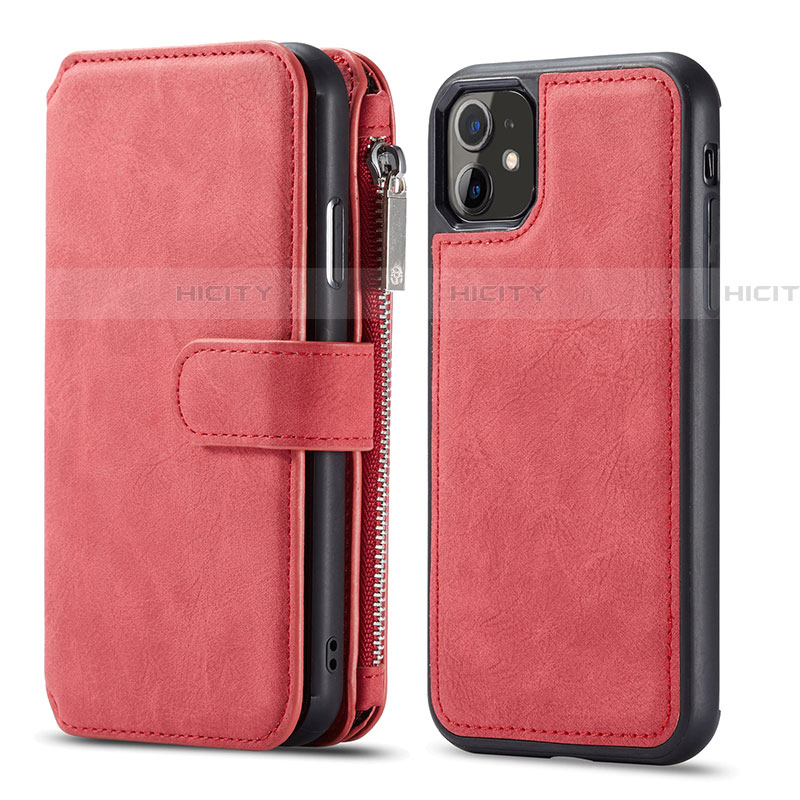 Funda de Cuero Cartera con Soporte Carcasa T01 para Apple iPhone 11 Rojo