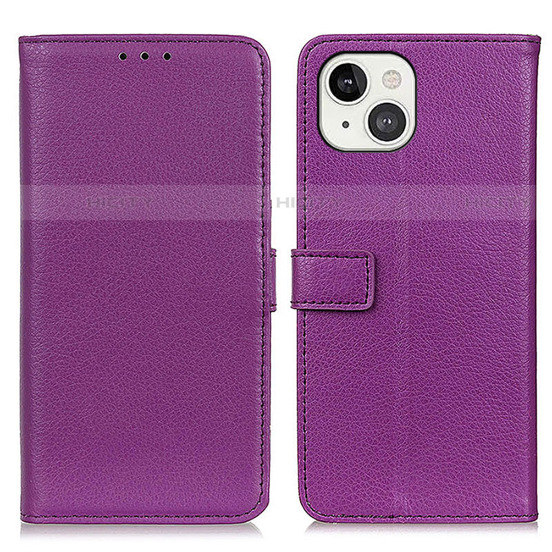 Funda de Cuero Cartera con Soporte Carcasa T01 para Apple iPhone 13 Morado