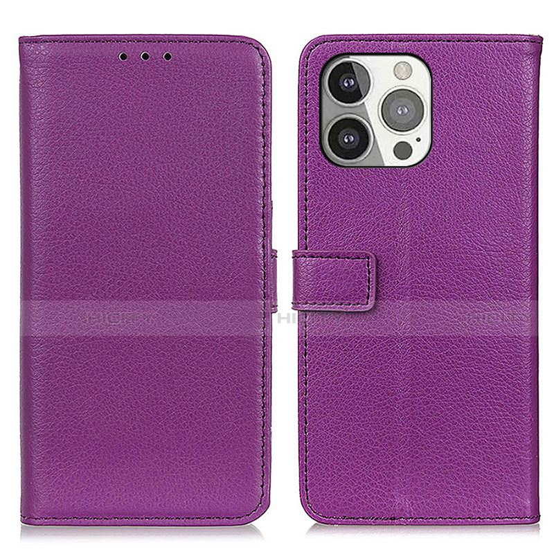 Funda de Cuero Cartera con Soporte Carcasa T01 para Apple iPhone 13 Pro Morado