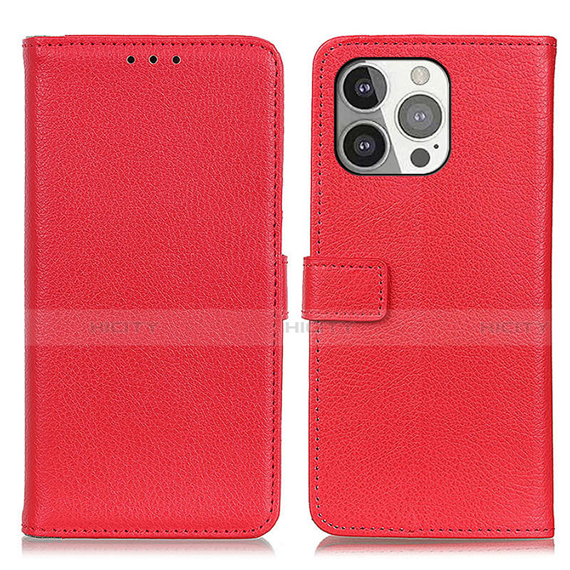 Funda de Cuero Cartera con Soporte Carcasa T01 para Apple iPhone 13 Pro Rojo