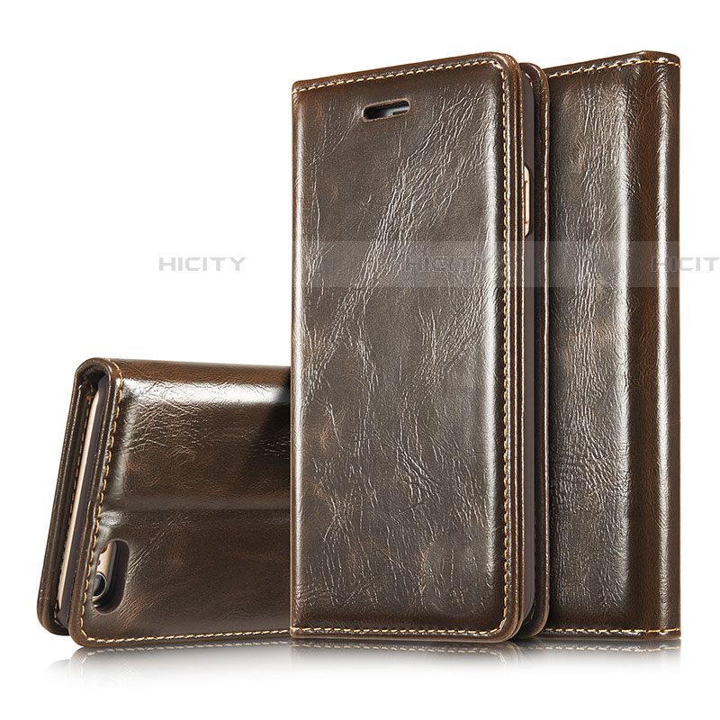 Funda de Cuero Cartera con Soporte Carcasa T01 para Apple iPhone 6 Plus Marron