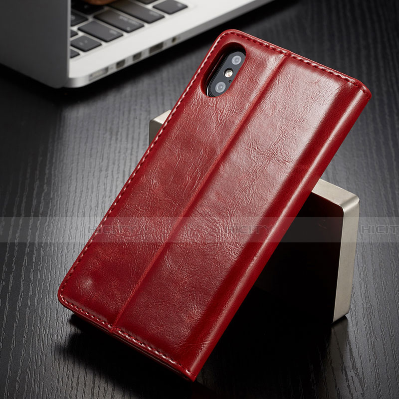 Funda de Cuero Cartera con Soporte Carcasa T01 para Apple iPhone X