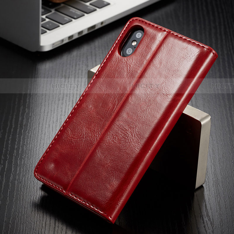 Funda de Cuero Cartera con Soporte Carcasa T01 para Apple iPhone Xs