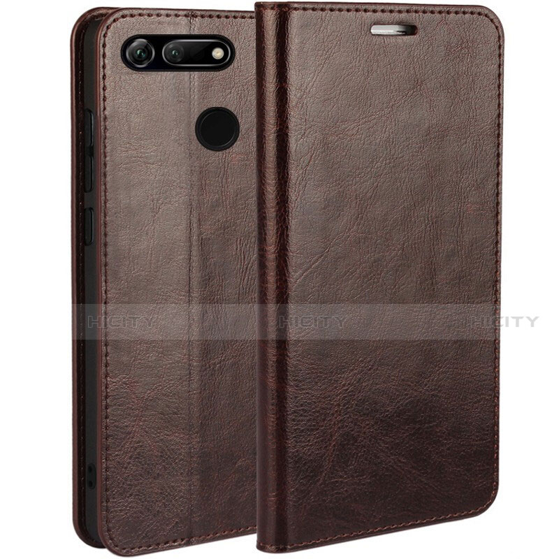 Funda de Cuero Cartera con Soporte Carcasa T01 para Huawei Honor View 20 Marron