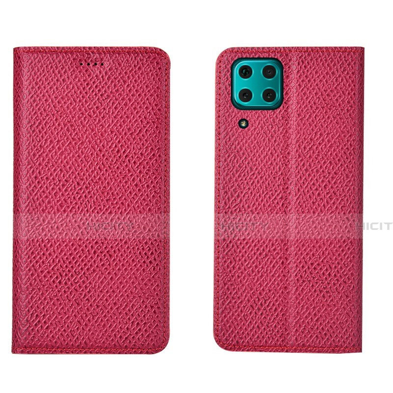 Funda de Cuero Cartera con Soporte Carcasa T01 para Huawei Nova 7i Rosa Roja