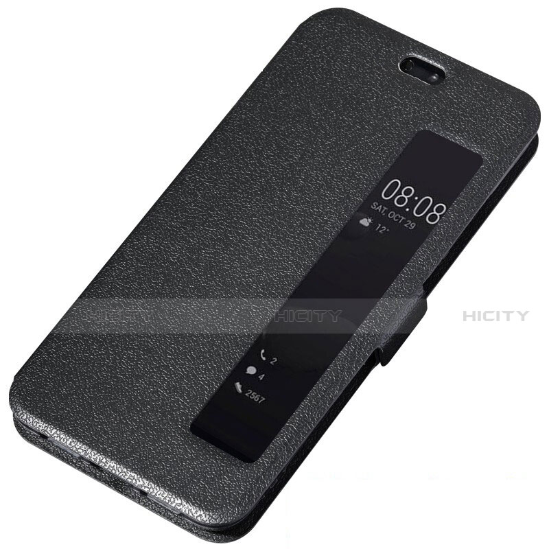 Funda de Cuero Cartera con Soporte Carcasa T01 para Huawei P20 Negro