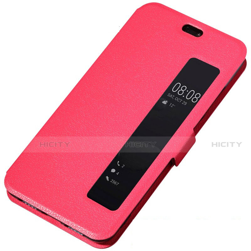 Funda de Cuero Cartera con Soporte Carcasa T01 para Huawei P20 Rojo