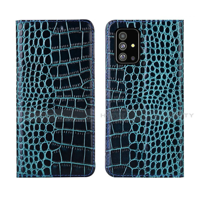 Funda de Cuero Cartera con Soporte Carcasa T01 para Samsung Galaxy A51 5G Azul