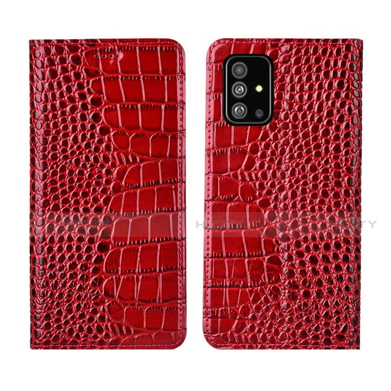 Funda de Cuero Cartera con Soporte Carcasa T01 para Samsung Galaxy A51 5G Rojo