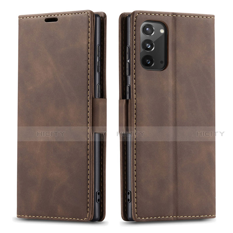 Funda de Cuero Cartera con Soporte Carcasa T01 para Samsung Galaxy Note 20 5G Marron