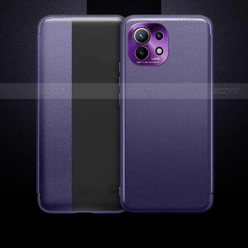 Funda de Cuero Cartera con Soporte Carcasa T01 para Xiaomi Mi 11 Lite 4G Morado