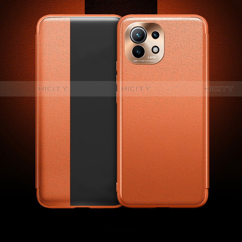 Funda de Cuero Cartera con Soporte Carcasa T01 para Xiaomi Mi 11 Lite 5G NE Naranja