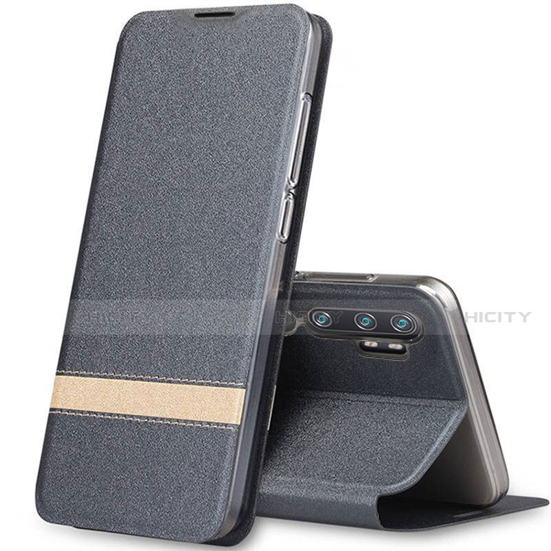 Funda de Cuero Cartera con Soporte Carcasa T01 para Xiaomi Mi Note 10 Pro Gris